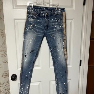 Rockstar Original Men's Jeans Size 36 Paint Splatter Distressed Denim Slim Fit